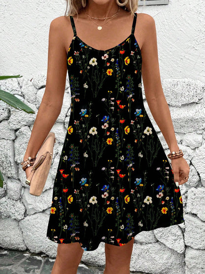 EMERY ROSE Women's Casual Tie-Dye Camisole Dress For Vacation,Sun Dress