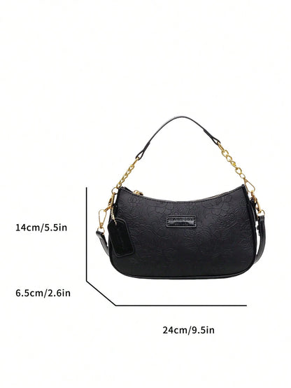 1pc Solid Color PU Leather Shoulder Bag For Women, Versatile Crossbody Bag For Commuting, Adjustable Shoulder Strap