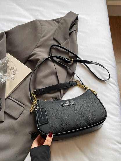 1pc Solid Color PU Leather Shoulder Bag For Women, Versatile Crossbody Bag For Commuting, Adjustable Shoulder Strap