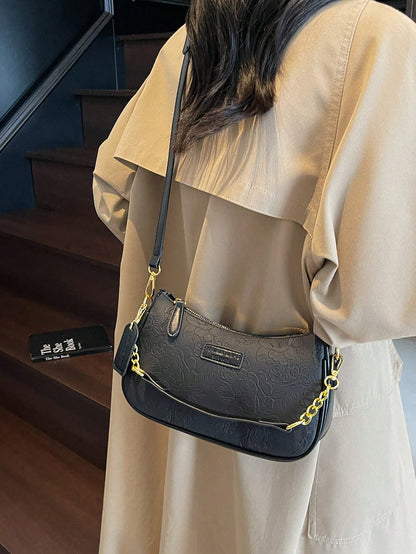 1pc Solid Color PU Leather Shoulder Bag For Women, Versatile Crossbody Bag For Commuting, Adjustable Shoulder Strap