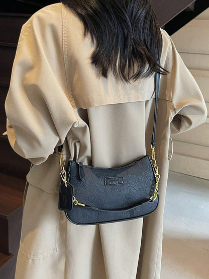 1pc Solid Color PU Leather Shoulder Bag For Women, Versatile Crossbody Bag For Commuting, Adjustable Shoulder Strap