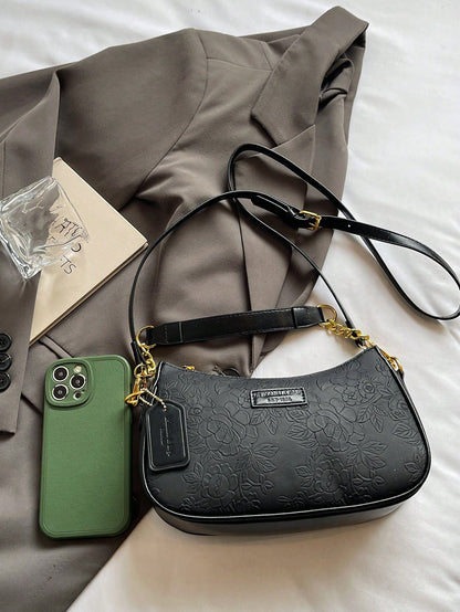 1pc Solid Color PU Leather Shoulder Bag For Women, Versatile Crossbody Bag For Commuting, Adjustable Shoulder Strap