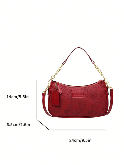 1pc Solid Color PU Leather Shoulder Bag For Women, Versatile Crossbody Bag For Commuting, Adjustable Shoulder Strap