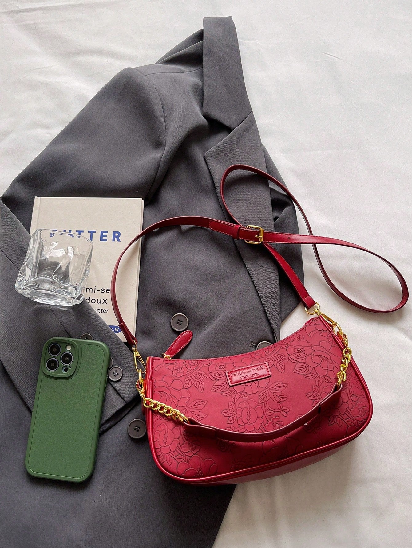 1pc Solid Color PU Leather Shoulder Bag For Women, Versatile Crossbody Bag For Commuting, Adjustable Shoulder Strap