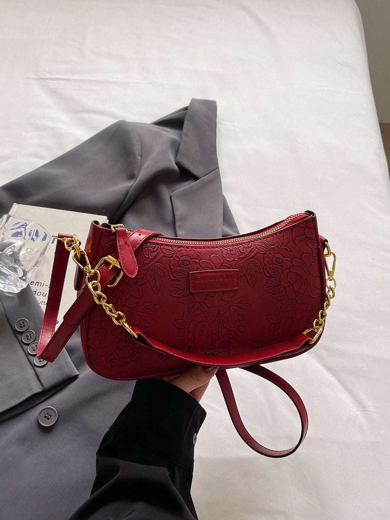 1pc Solid Color PU Leather Shoulder Bag For Women, Versatile Crossbody Bag For Commuting, Adjustable Shoulder Strap