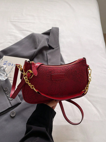 1pc Solid Color PU Leather Shoulder Bag For Women, Versatile Crossbody Bag For Commuting, Adjustable Shoulder Strap