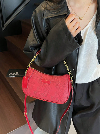 1pc Solid Color PU Leather Shoulder Bag For Women, Versatile Crossbody Bag For Commuting, Adjustable Shoulder Strap