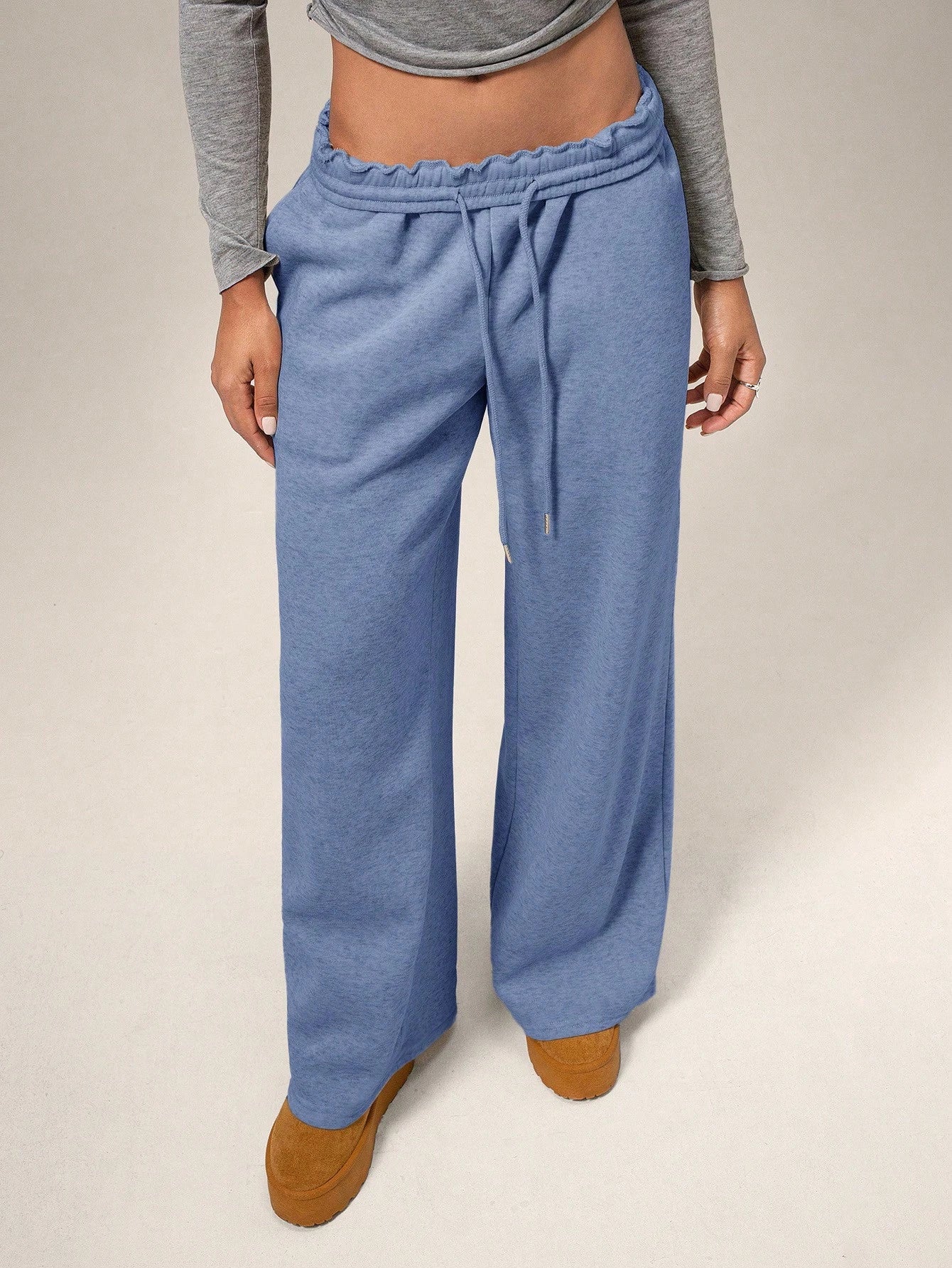 Forever 21 Autumn/Winter New Casual Loose Fit Elastic Waist Wide Leg Sweatpants, Thicker Thermal Lined, Versatile & Slimming