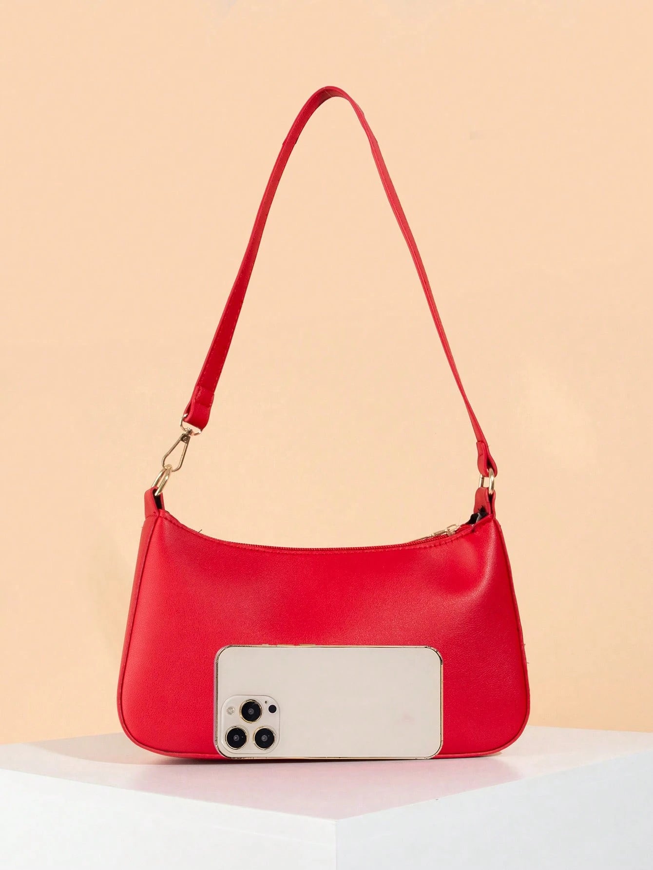 Artificial Patent Leather Minimalist Hobo Bag, Perfect For Music Festival