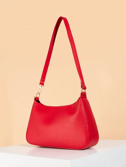 Artificial Patent Leather Minimalist Hobo Bag, Perfect For Music Festival