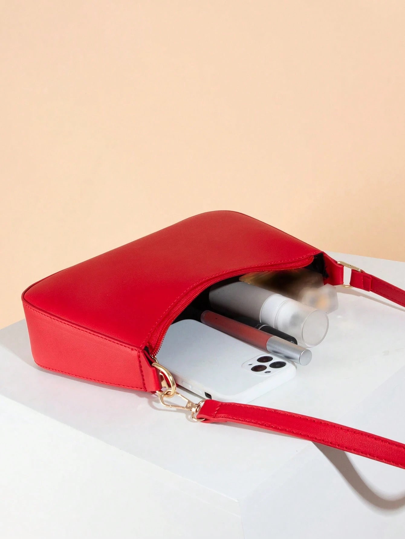 Artificial Patent Leather Minimalist Hobo Bag, Perfect For Music Festival