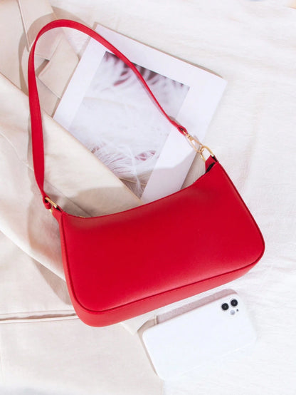 Artificial Patent Leather Minimalist Hobo Bag, Perfect For Music Festival