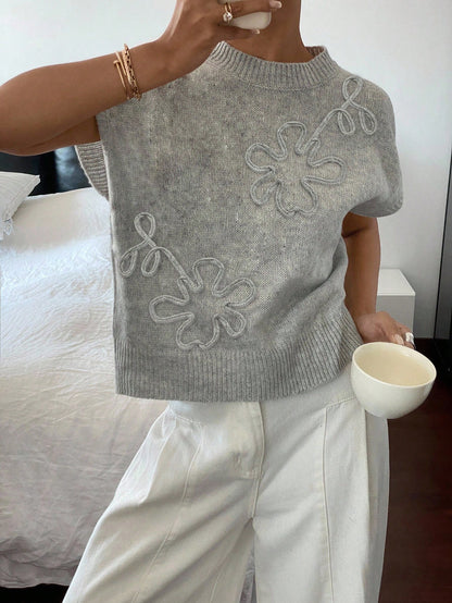 Siren Gaze Women's Casual Elegant Short Sleeve Knit Sweater, Suitable For Summer,Knitted Sweater