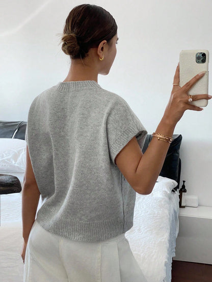 Siren Gaze Women's Casual Elegant Short Sleeve Knit Sweater, Suitable For Summer,Knitted Sweater