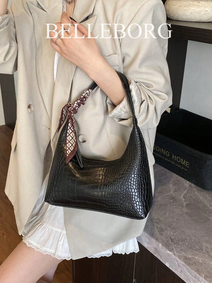 Minimalist Women's Shoulder Bag With Scarf