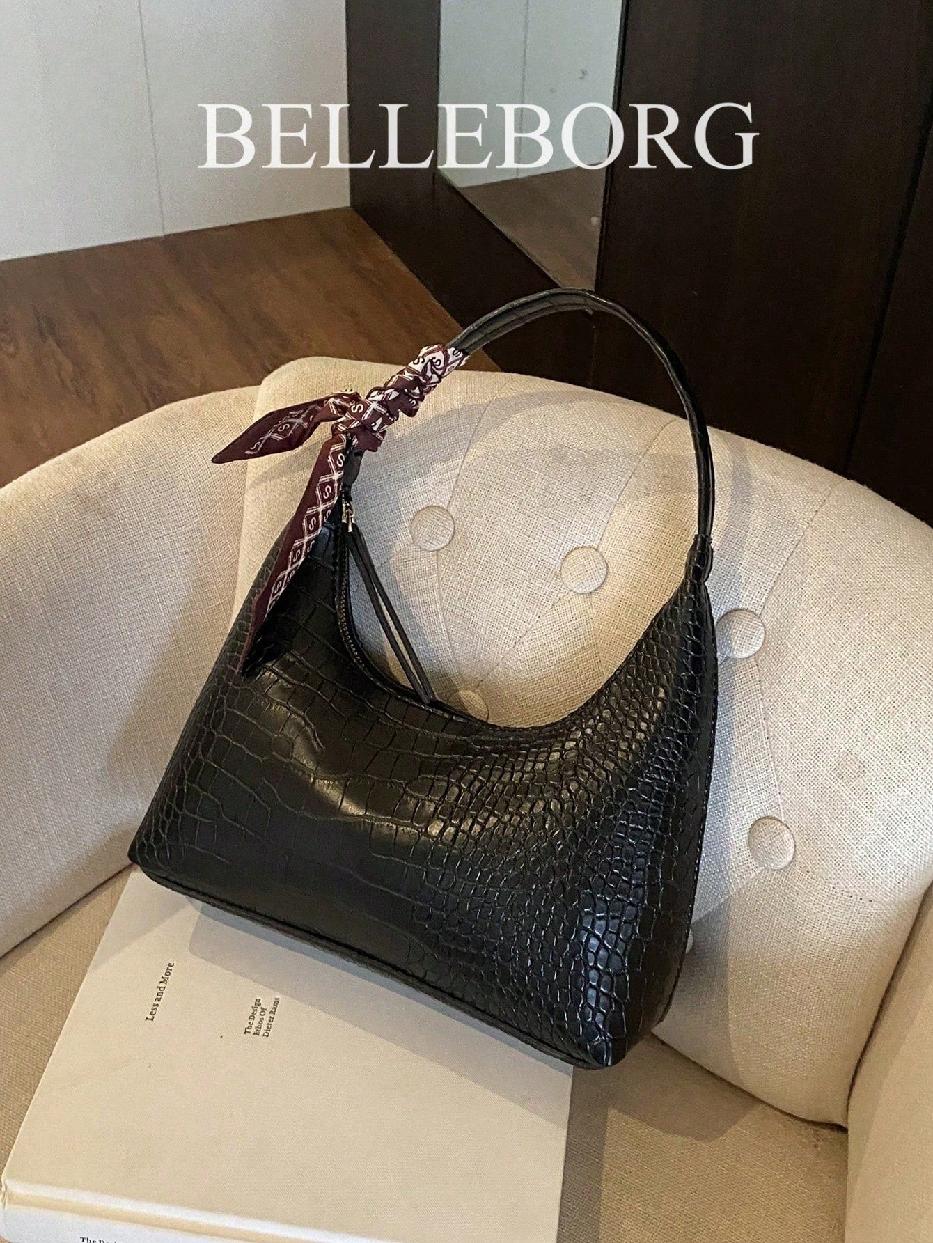 Minimalist Women's Shoulder Bag With Scarf