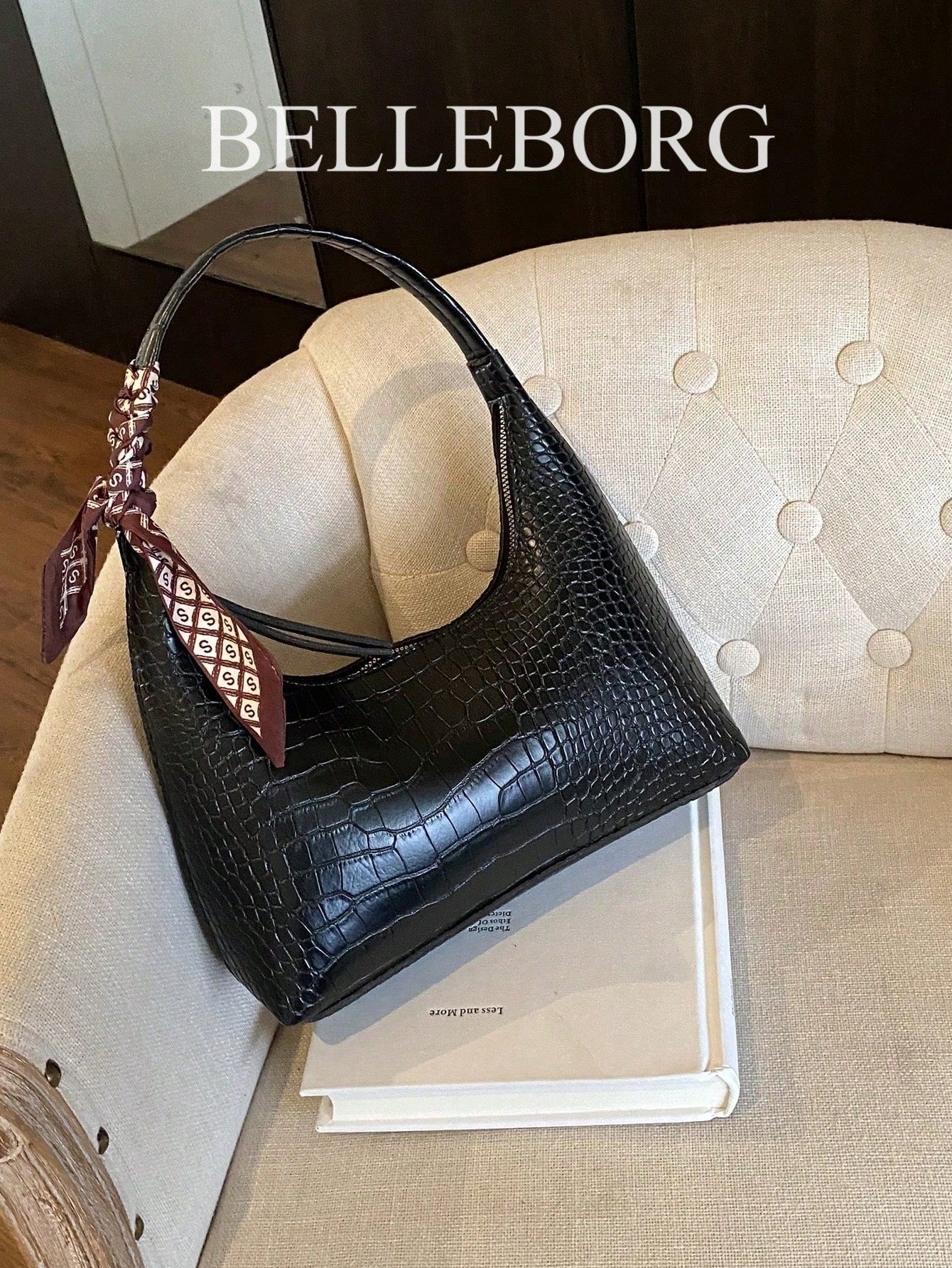 Minimalist Women's Shoulder Bag With Scarf