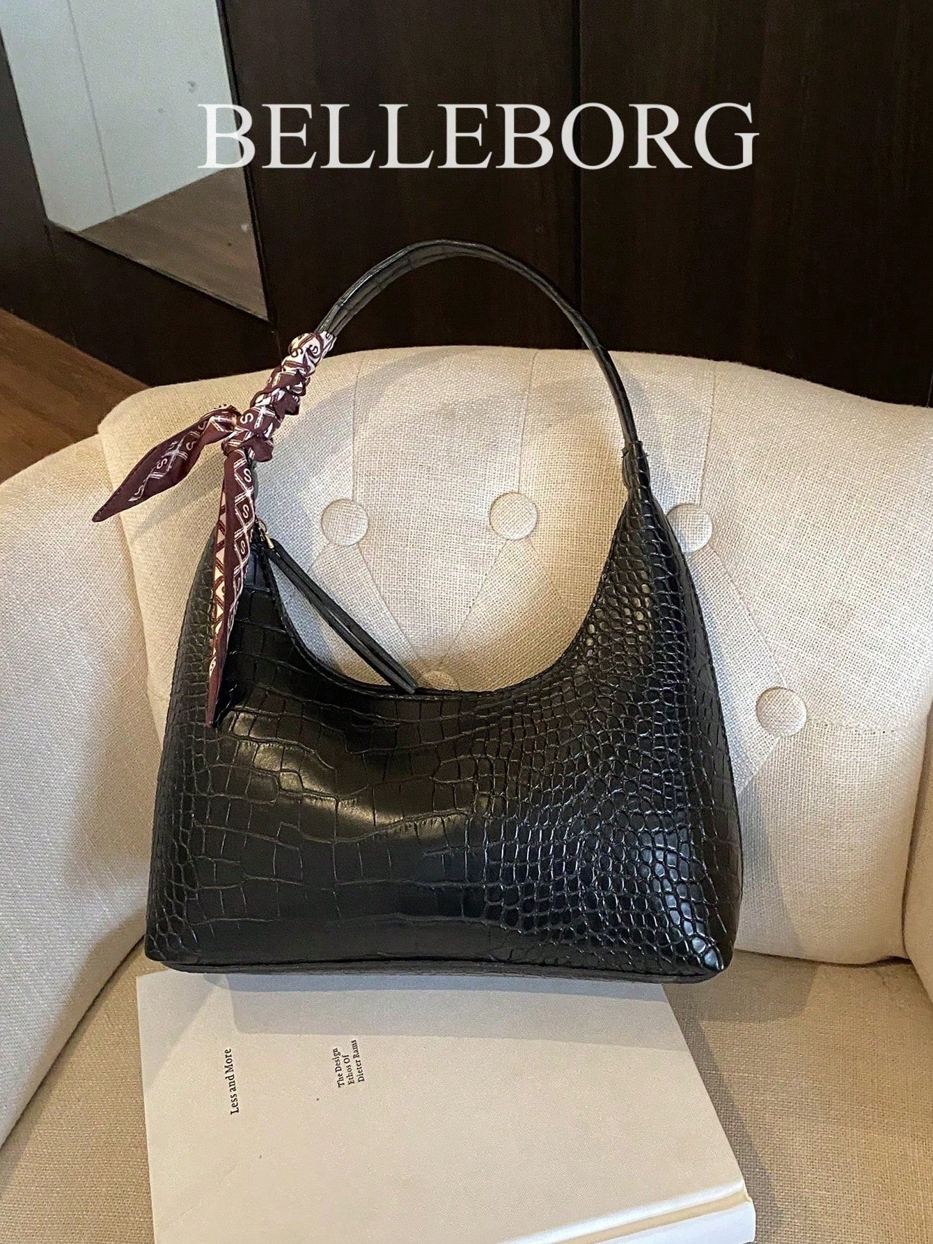 Minimalist Women's Shoulder Bag With Scarf