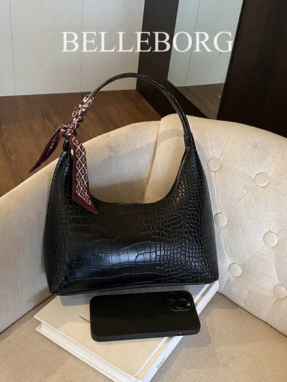 Minimalist Women's Shoulder Bag With Scarf