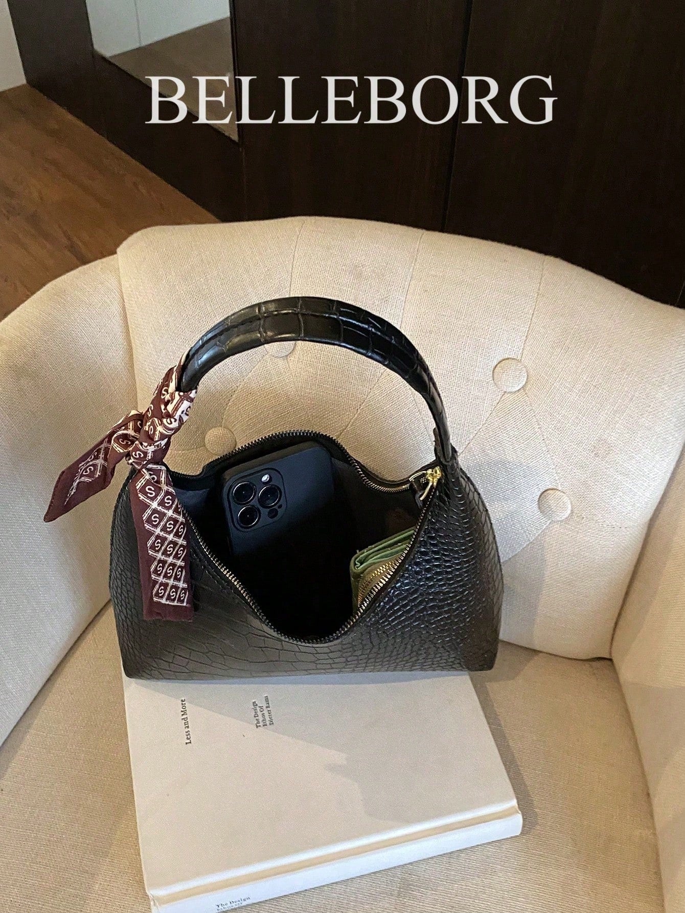 Minimalist Women's Shoulder Bag With Scarf