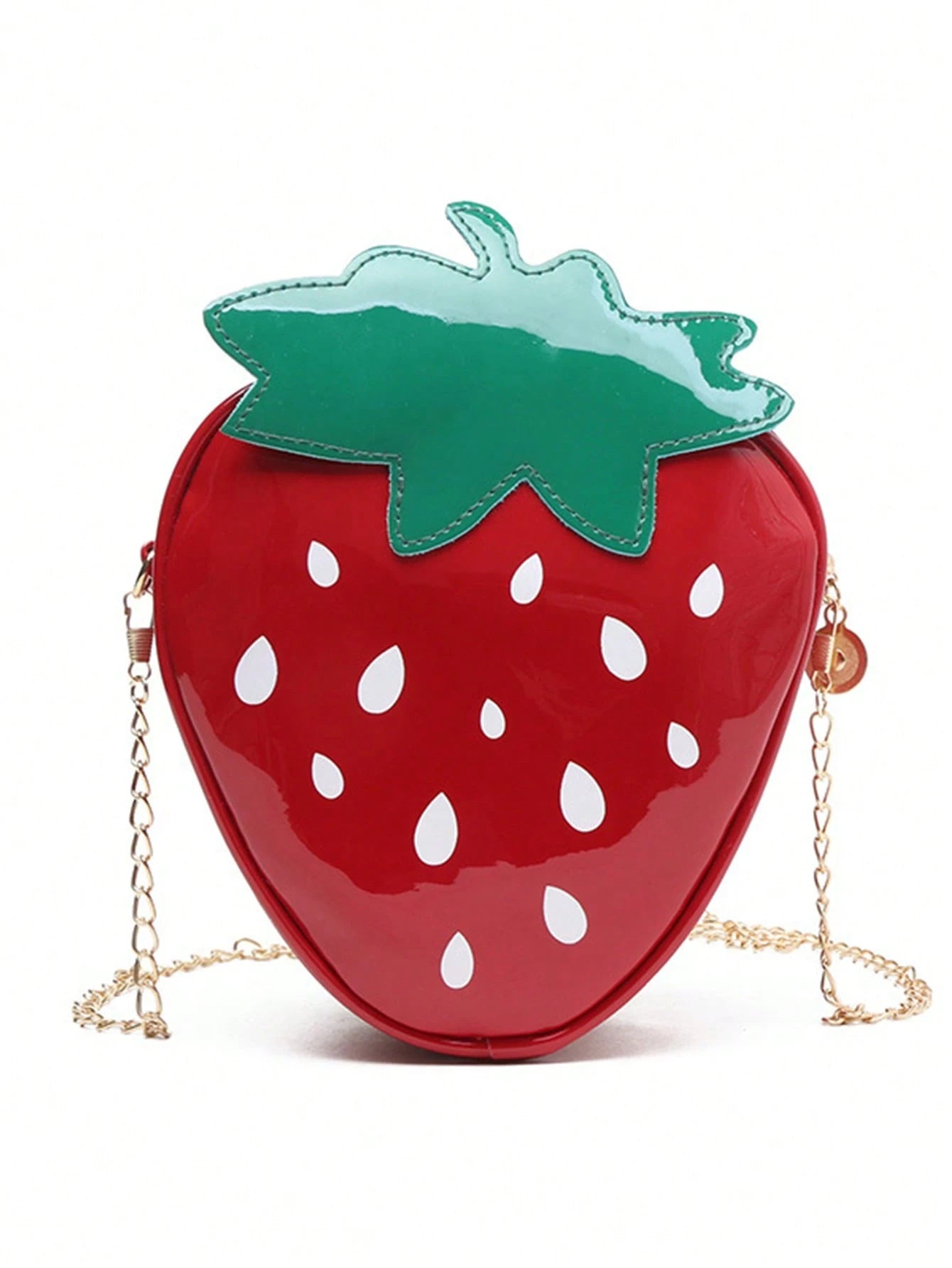 Women's Fashion Casual Versatile PU Chain Shoulder Bag, Cute Personalized Fruit Phone Pouch, Strawberry Shaped Portable Asymmetric Shoulder Bag, Suitable For Outings, Commuting, Travel, Photography, And Daily Use