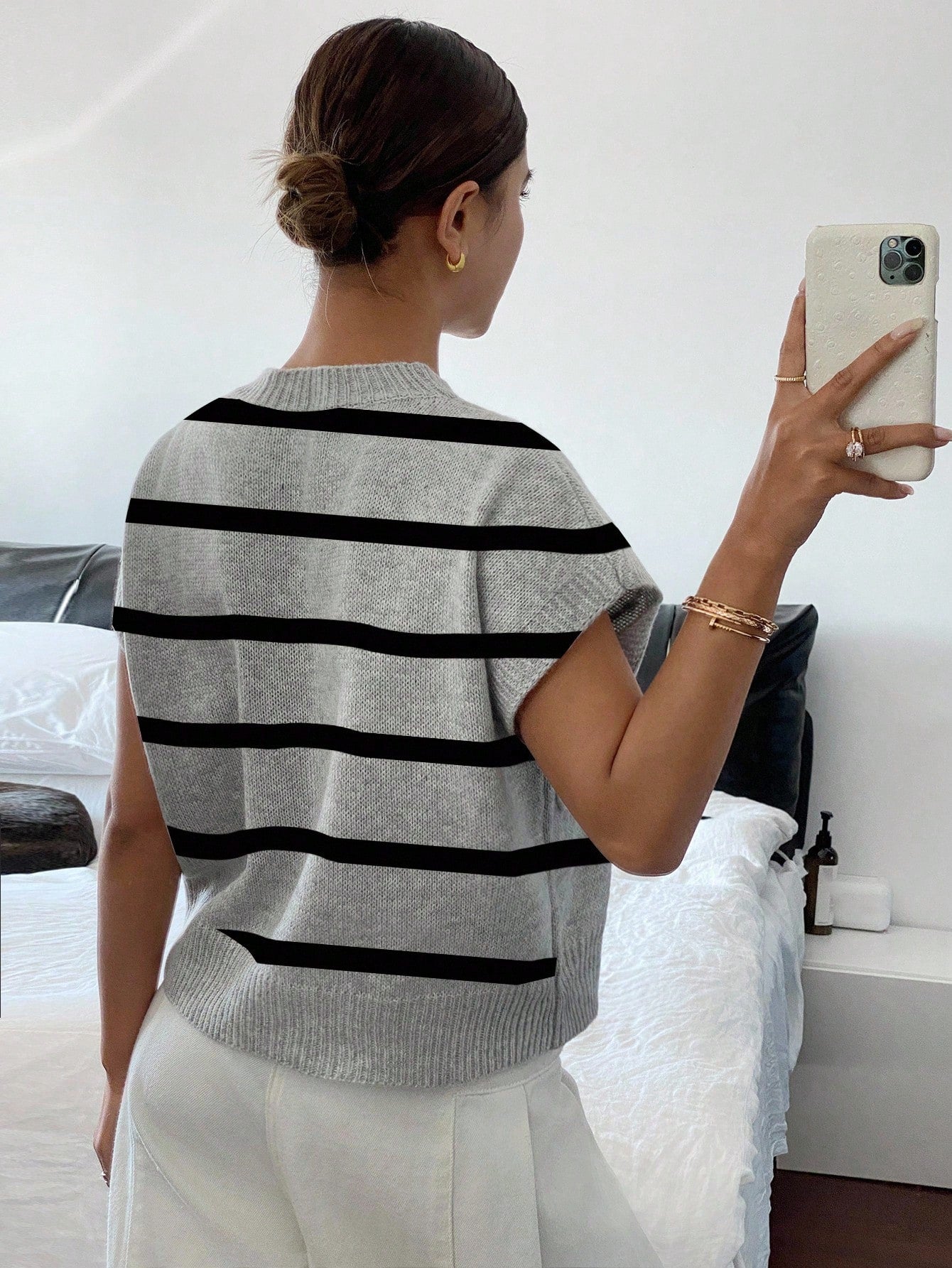 Siren Gaze Women's Casual Elegant Short Sleeve Knit Sweater, Suitable For Summer,Knitted Sweater