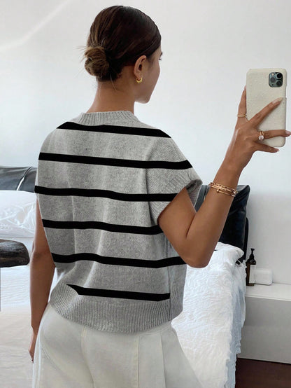 Siren Gaze Women's Casual Elegant Short Sleeve Knit Sweater, Suitable For Summer,Knitted Sweater