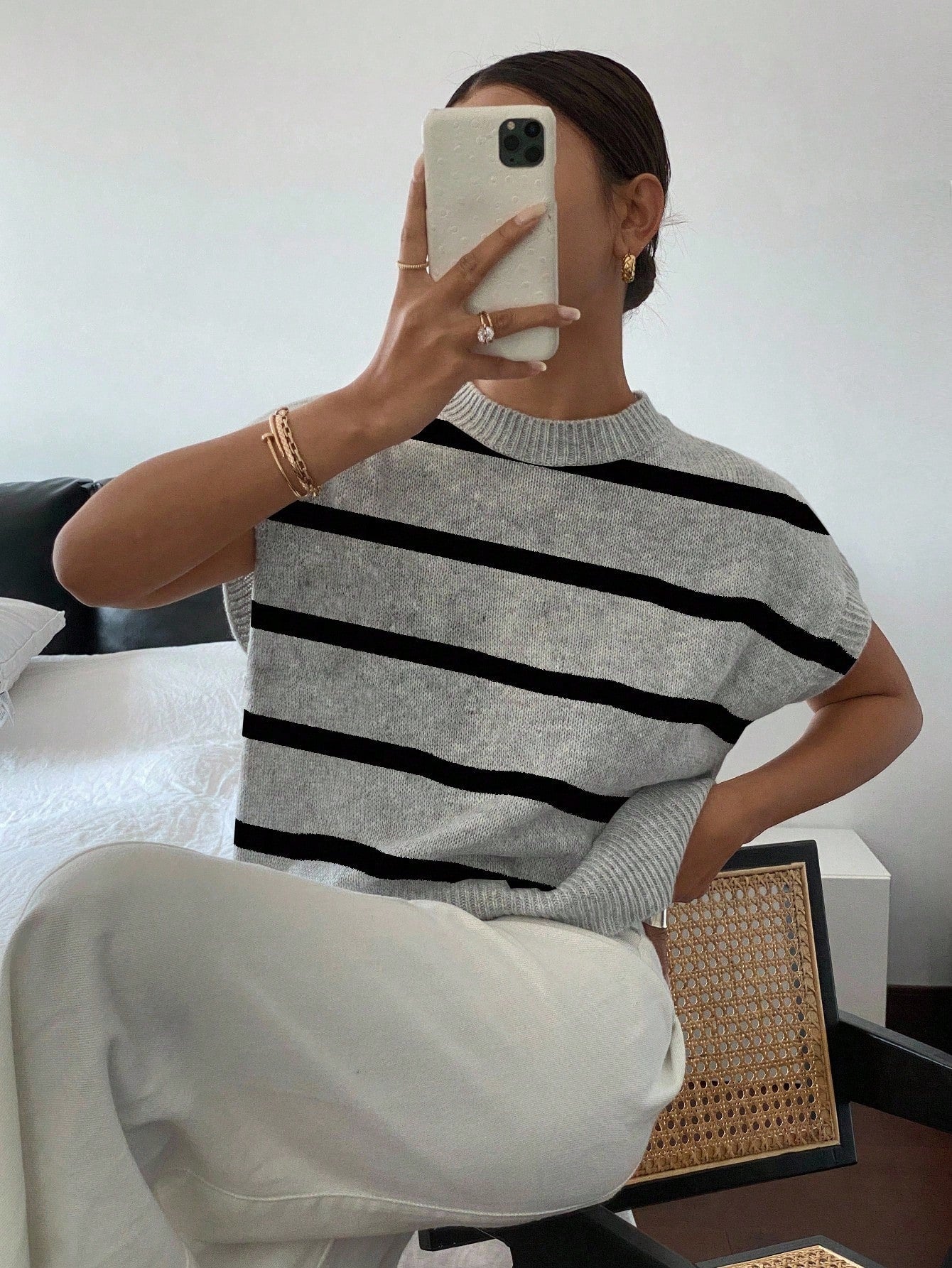 Siren Gaze Women's Casual Elegant Short Sleeve Knit Sweater, Suitable For Summer,Knitted Sweater