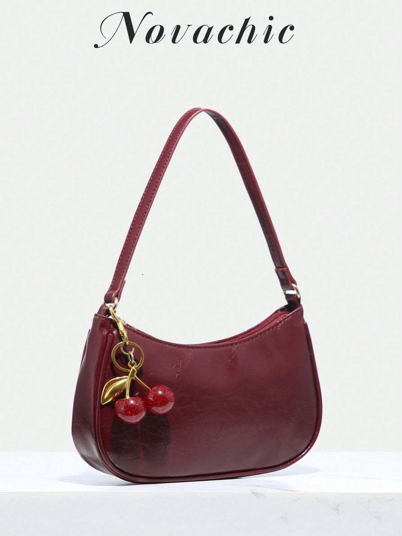 1pc Novachic Women Floral Fabric Casual Shoulder Bag, Zipper Closure, Vintage Style, Underarm Bag, Suitable For Various Occasions