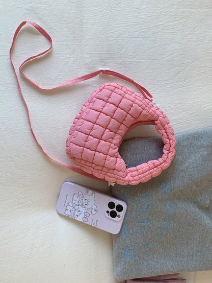 2024 New Style Cloud-Shaped Ruched Orange Bag, Handheld Bag, Versatile Casual Women's Bag, Crescent-Shaped Clutch Bag