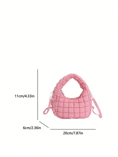 2024 New Style Cloud-Shaped Ruched Orange Bag, Handheld Bag, Versatile Casual Women's Bag, Crescent-Shaped Clutch Bag