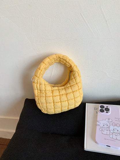 2024 New Style Cloud-Shaped Ruched Orange Bag, Handheld Bag, Versatile Casual Women's Bag, Crescent-Shaped Clutch Bag