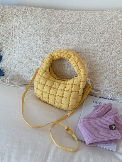 2024 New Style Cloud-Shaped Ruched Orange Bag, Handheld Bag, Versatile Casual Women's Bag, Crescent-Shaped Clutch Bag