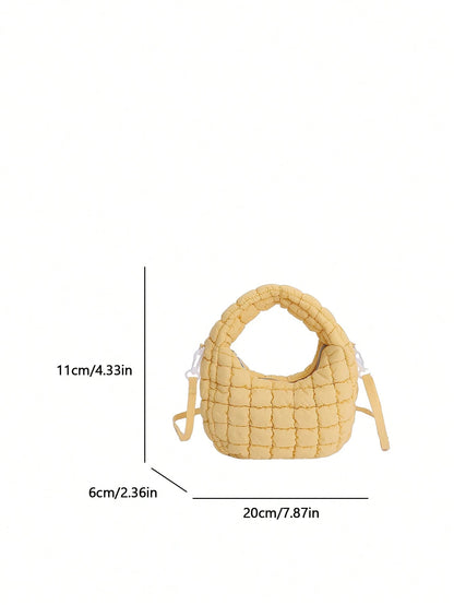 2024 New Style Cloud-Shaped Ruched Orange Bag, Handheld Bag, Versatile Casual Women's Bag, Crescent-Shaped Clutch Bag