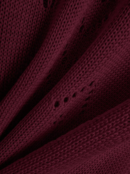 EMERY ROSE Women's Vacation Casual Solid Color Hollow Out Knit Top