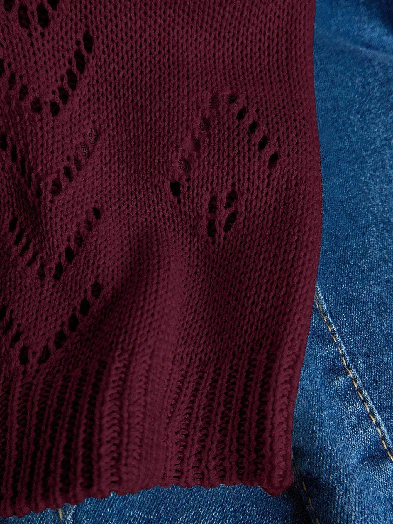 EMERY ROSE Women's Vacation Casual Solid Color Hollow Out Knit Top