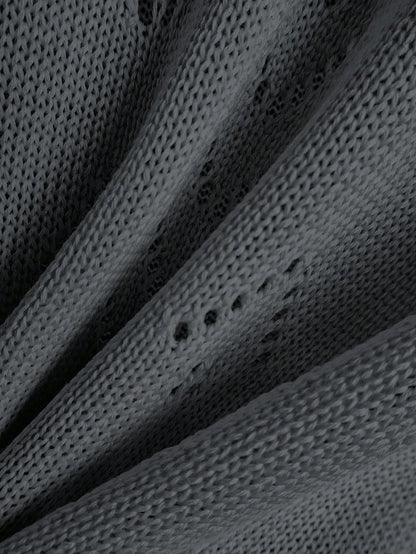 EMERY ROSE Women's Vacation Casual Solid Color Hollow Out Knit Top