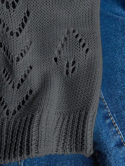 EMERY ROSE Women's Vacation Casual Solid Color Hollow Out Knit Top