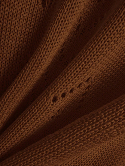 EMERY ROSE Women's Vacation Casual Solid Color Hollow Out Knit Top