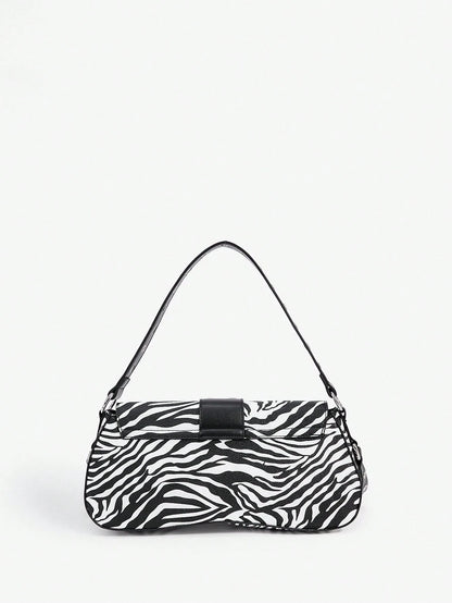 SHEIN X Lucía Bellido SHEIN SXY Fashionable Black Stud Shoulder Bag For Women, Versatile, Shopping Bag, Cool, Street Bag, Teenagers