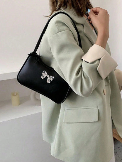 Solid Color Mini Underarm Shoulder Bag, PU Leather Small Bag, Simple Casual Versatile Handbag, Large Capacity Zipper French Baguette Bag, Suitable For Outing, Date, Shopping, Coin Purse, Phone Bag