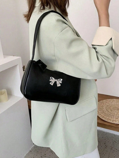 Solid Color Mini Underarm Shoulder Bag, PU Leather Small Bag, Simple Casual Versatile Handbag, Large Capacity Zipper French Baguette Bag, Suitable For Outing, Date, Shopping, Coin Purse, Phone Bag