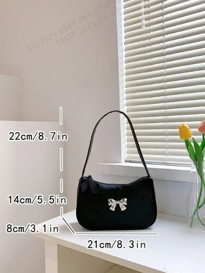 Solid Color Mini Underarm Shoulder Bag, PU Leather Small Bag, Simple Casual Versatile Handbag, Large Capacity Zipper French Baguette Bag, Suitable For Outing, Date, Shopping, Coin Purse, Phone Bag