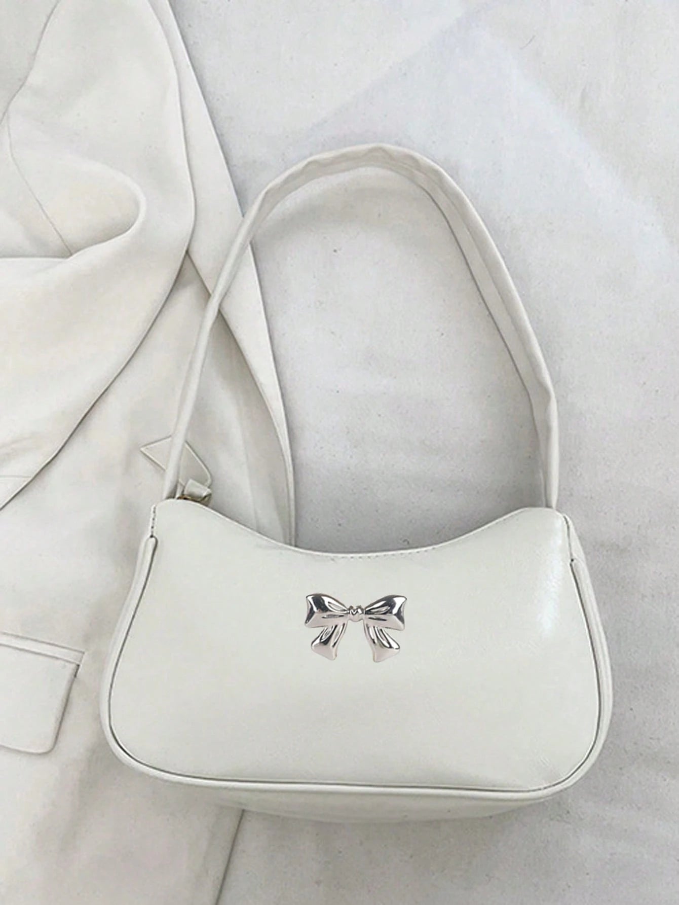 Solid Color Mini Underarm Shoulder Bag, PU Leather Small Bag, Simple Casual Versatile Handbag, Large Capacity Zipper French Baguette Bag, Suitable For Outing, Date, Shopping, Coin Purse, Phone Bag