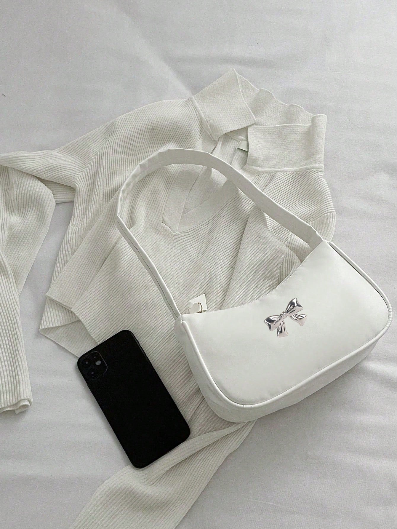 Solid Color Mini Underarm Shoulder Bag, PU Leather Small Bag, Simple Casual Versatile Handbag, Large Capacity Zipper French Baguette Bag, Suitable For Outing, Date, Shopping, Coin Purse, Phone Bag