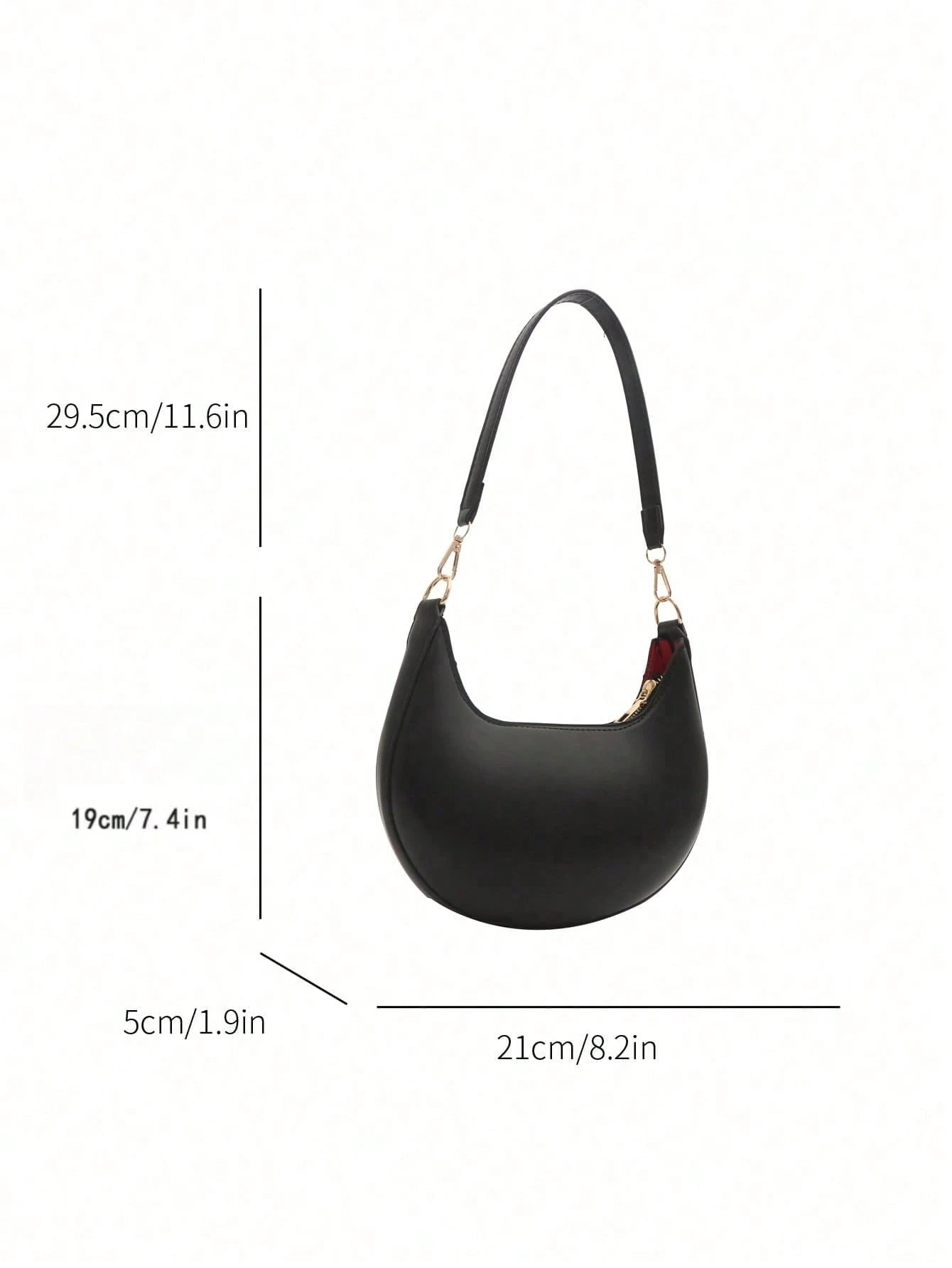 1pc Coffee Brown Crescent-Shaped PU Leather Shoulder Bag, Fashion Simple Solid Color Women Underarm Bag, Autumn/Winter