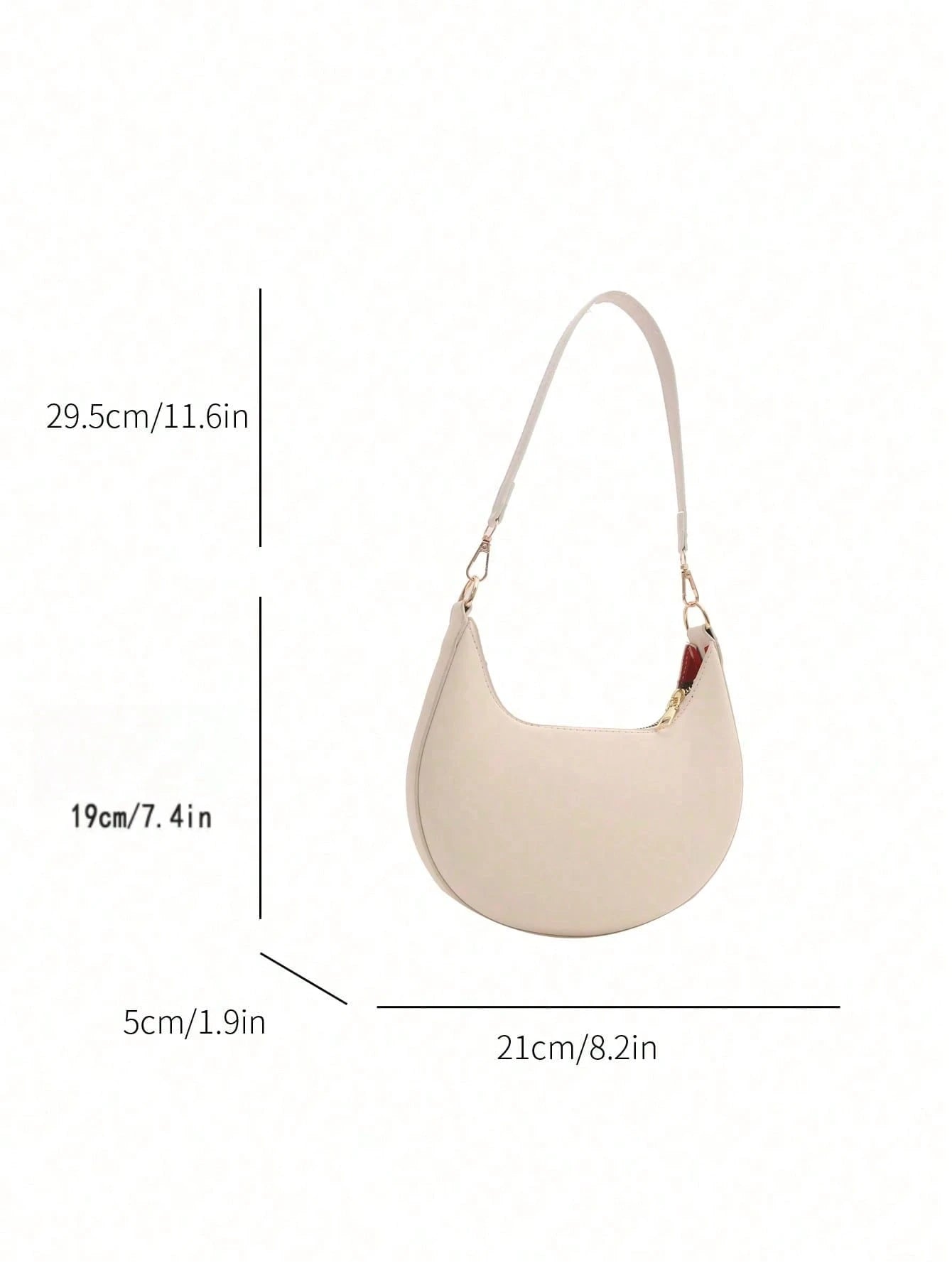 1pc Coffee Brown Crescent-Shaped PU Leather Shoulder Bag, Fashion Simple Solid Color Women Underarm Bag, Autumn/Winter