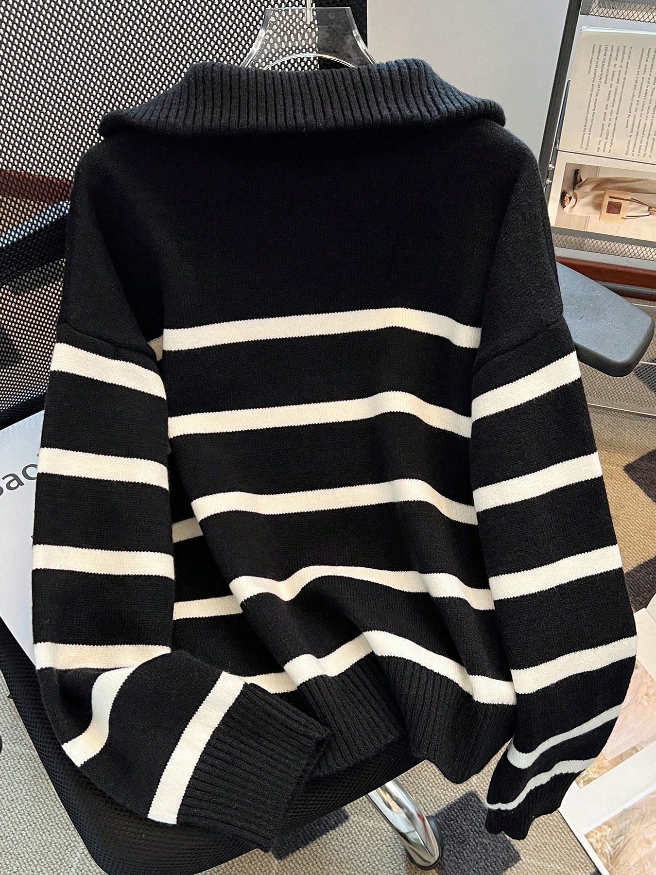 New Autumn/Winter Women Striped Zipper Turtleneck Sweater, Fashion Minimalist Pullover Classic Style,Long Sleeve Tops