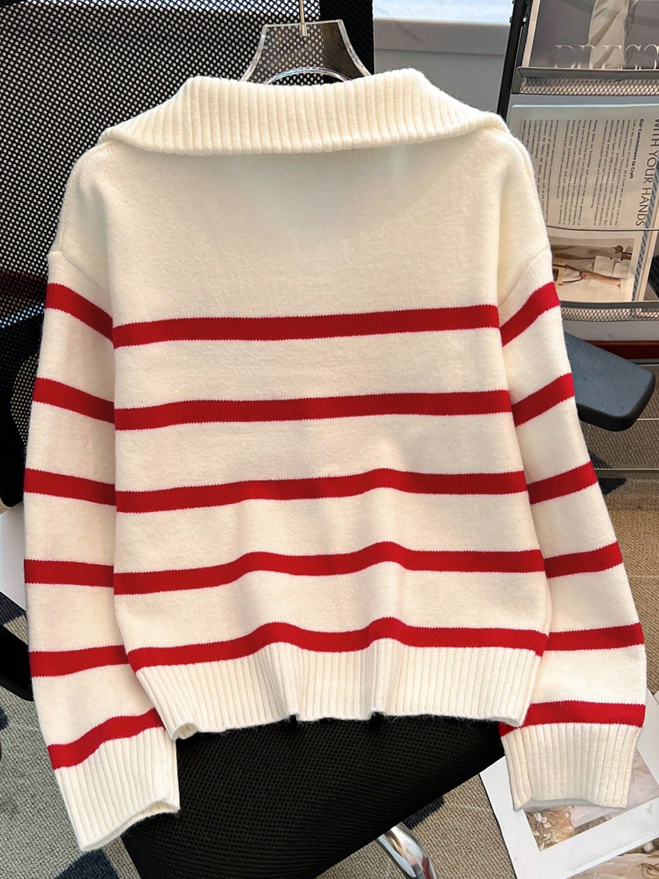 New Autumn/Winter Women Striped Zipper Turtleneck Sweater, Fashion Minimalist Pullover Classic Style,Long Sleeve Tops