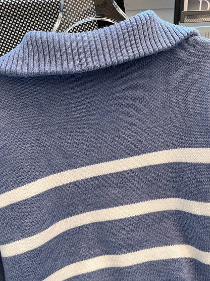 New Autumn/Winter Women Striped Zipper Turtleneck Sweater, Fashion Minimalist Pullover Classic Style,Long Sleeve Tops
